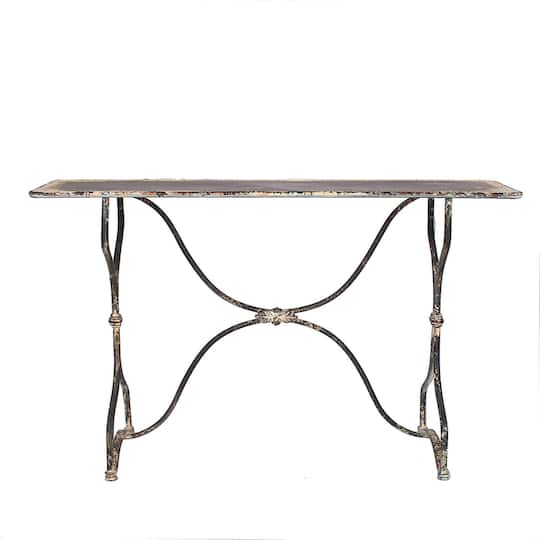 Hello Honey® 5ft. Vintage Distressed Black & White Metal Sofa Table